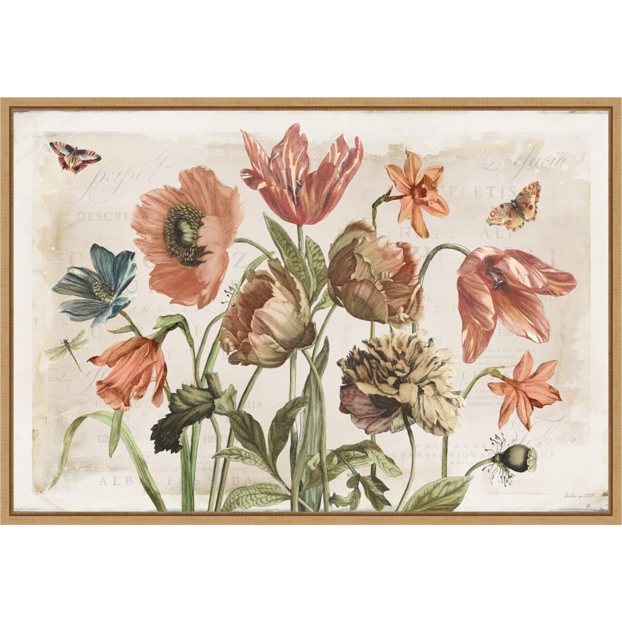 Antiquarian Blooms II (Bouquet) by Katie Pertiet 23-in. W x 16-in. H. Canvas Wall Art Print Framed in Natural